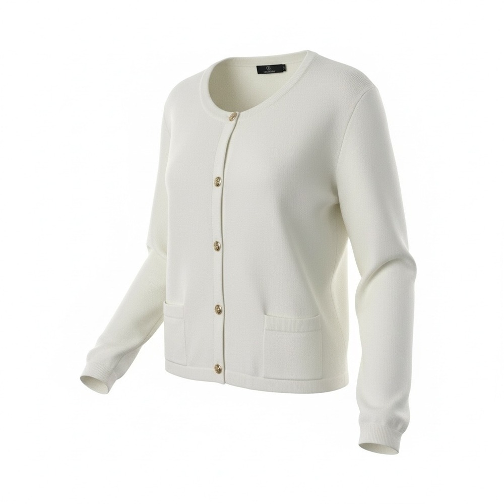 LILLUSORY Cardigan Sweater‎ Womens XL Cream Gold Buttons Pockets Cottage Core